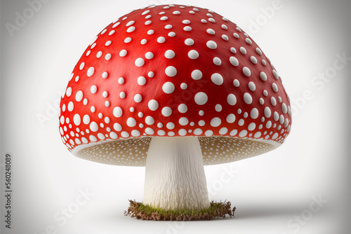 Konstfotografi Large fly agaric with a large hat on a white background
