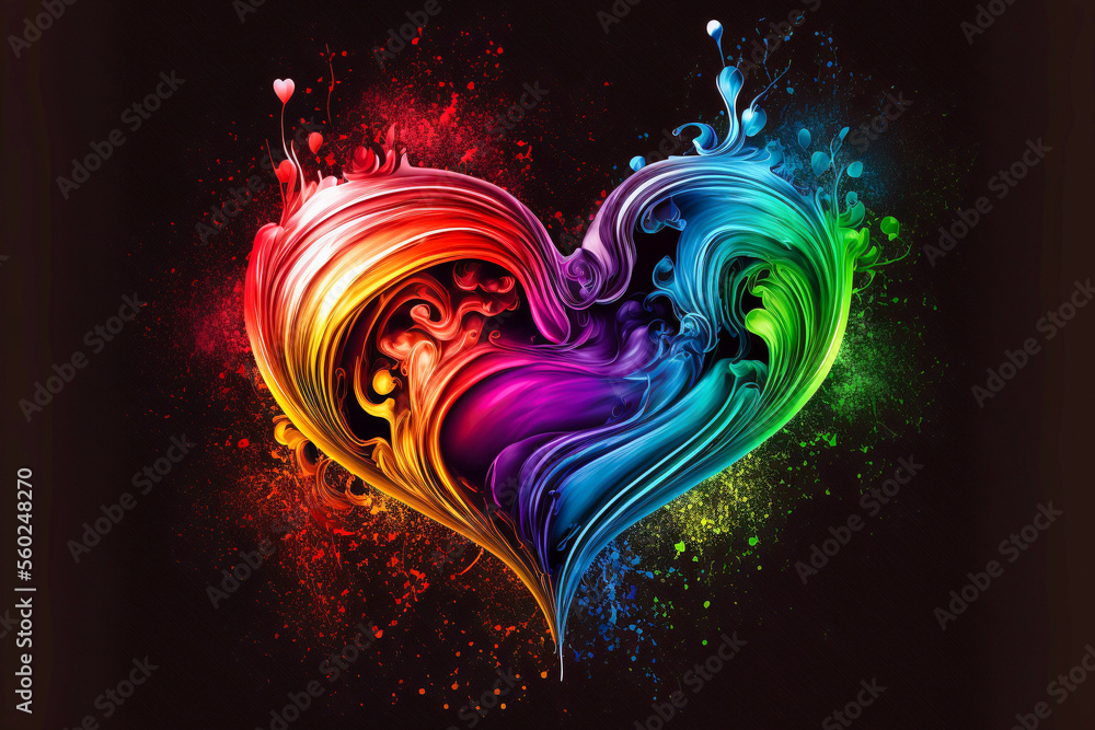 Regenbogenfarbenes 3d Herz als Hintergrund: Symbol der Liebe und Akzeptanz an Valentinstag für Homosexuelle Regenbogenfarbenes 3d Herz als Hintergrund: Symbol der Liebe und Akzeptanz an Valentinstag für Homosexuelle