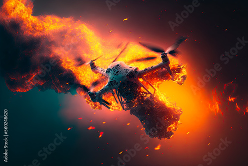 Drone disaster, crash. Generative AI