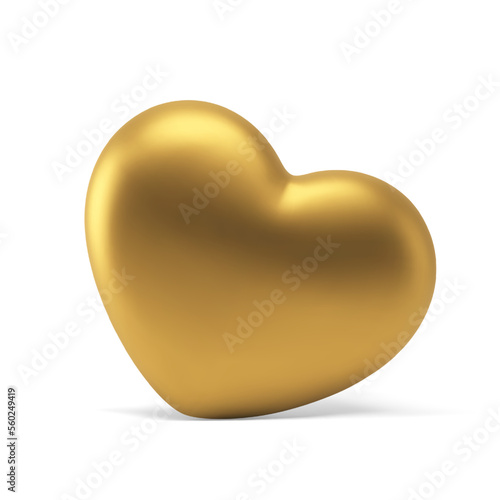 Heart balloon golden foil romantic date birthday marriage anniversary 3d icon realistic vector