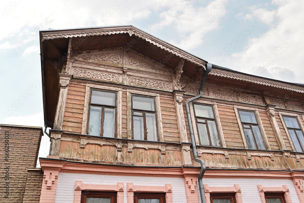 Old wooden house (in which I. Morgilevsky lived) in Kyiv, Ukraine