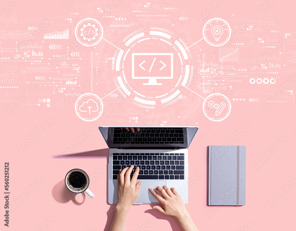 Web development concept with person using a laptop computer Web development concept with person using a laptop computer