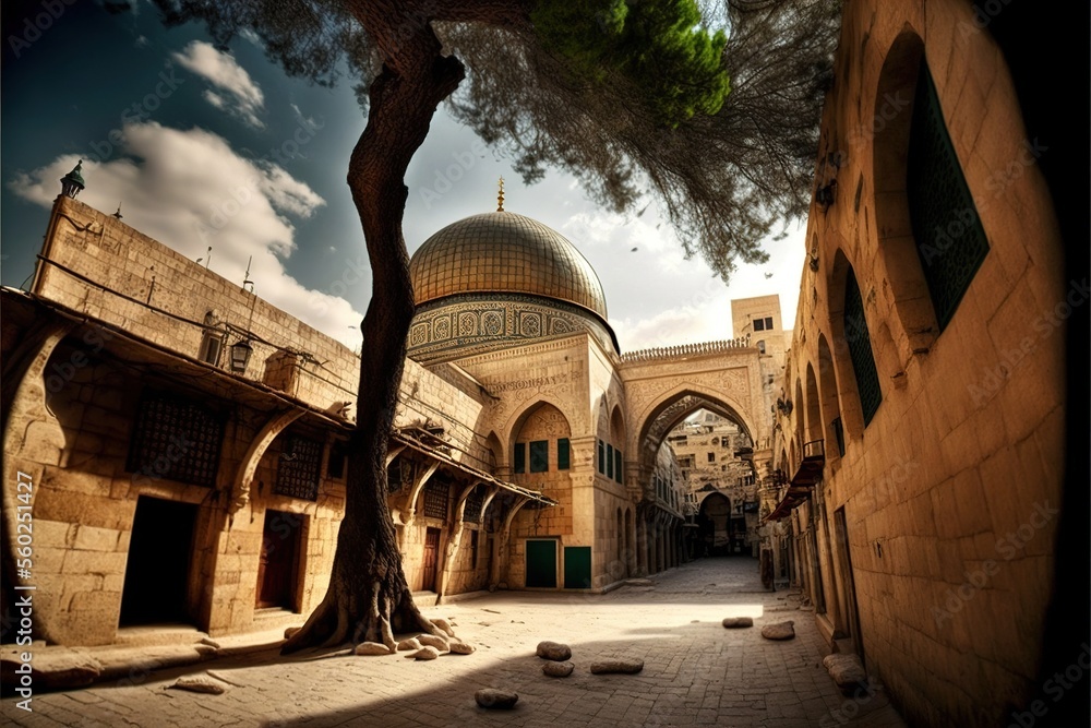 Obraz premium jerusalem ol city color illustration