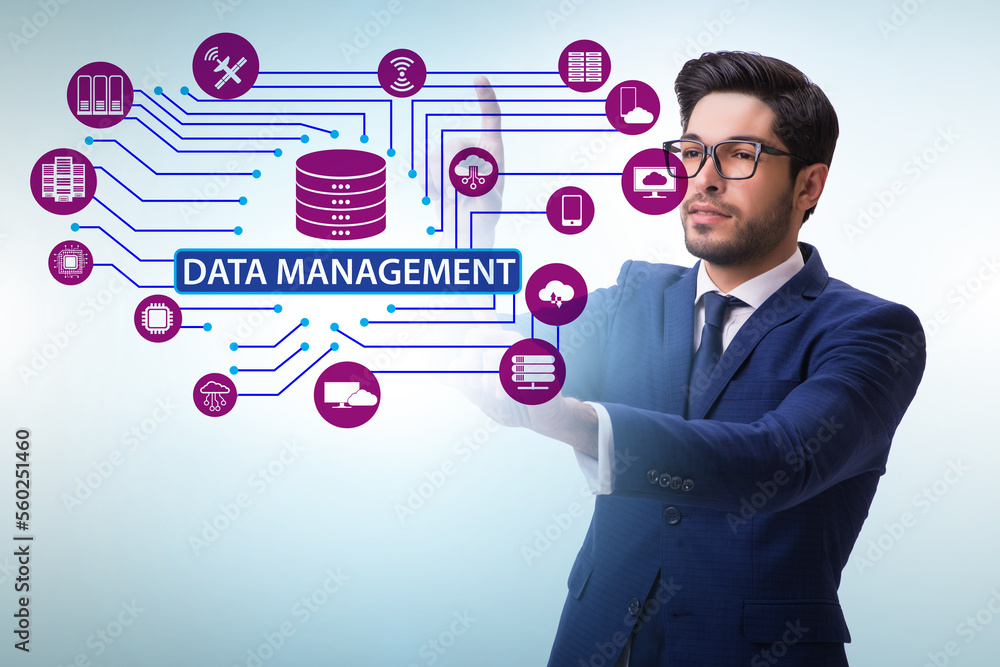 Business people in data management concept Business people in data management concept
