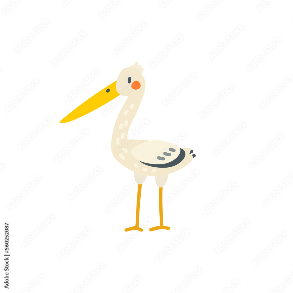 baby card with storck flat vector illustration baby card with storck flat vector illustration