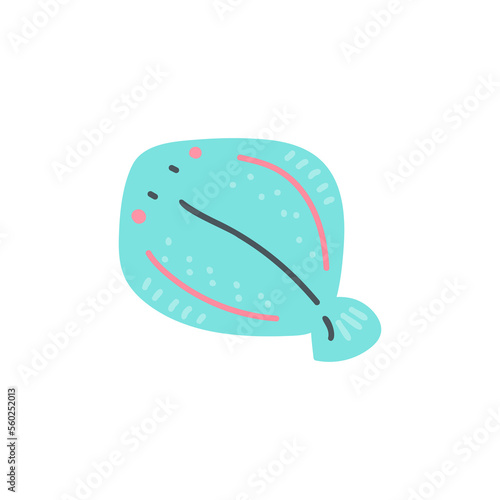 flounder fish on white background vector flat