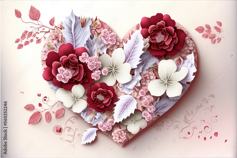 Valentine’s Day Love Heart with flowers Valentine’s Day Love Heart with flowers