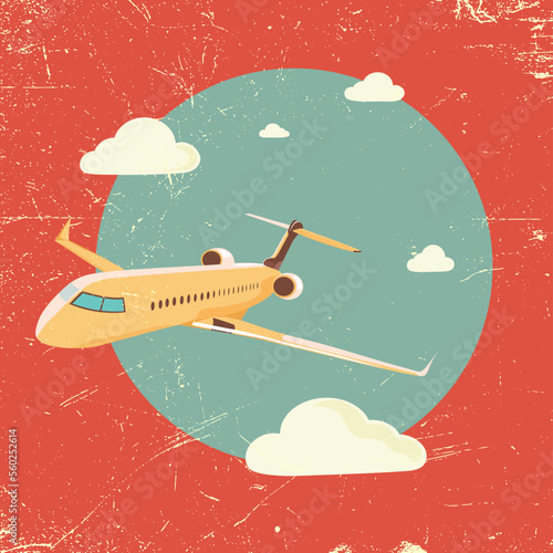 airplane flying in the sky retro 