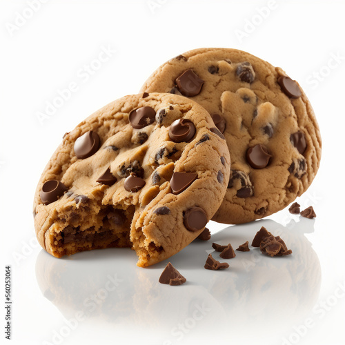 Delicious Chocolate Chip Cookies on a Flat Background
