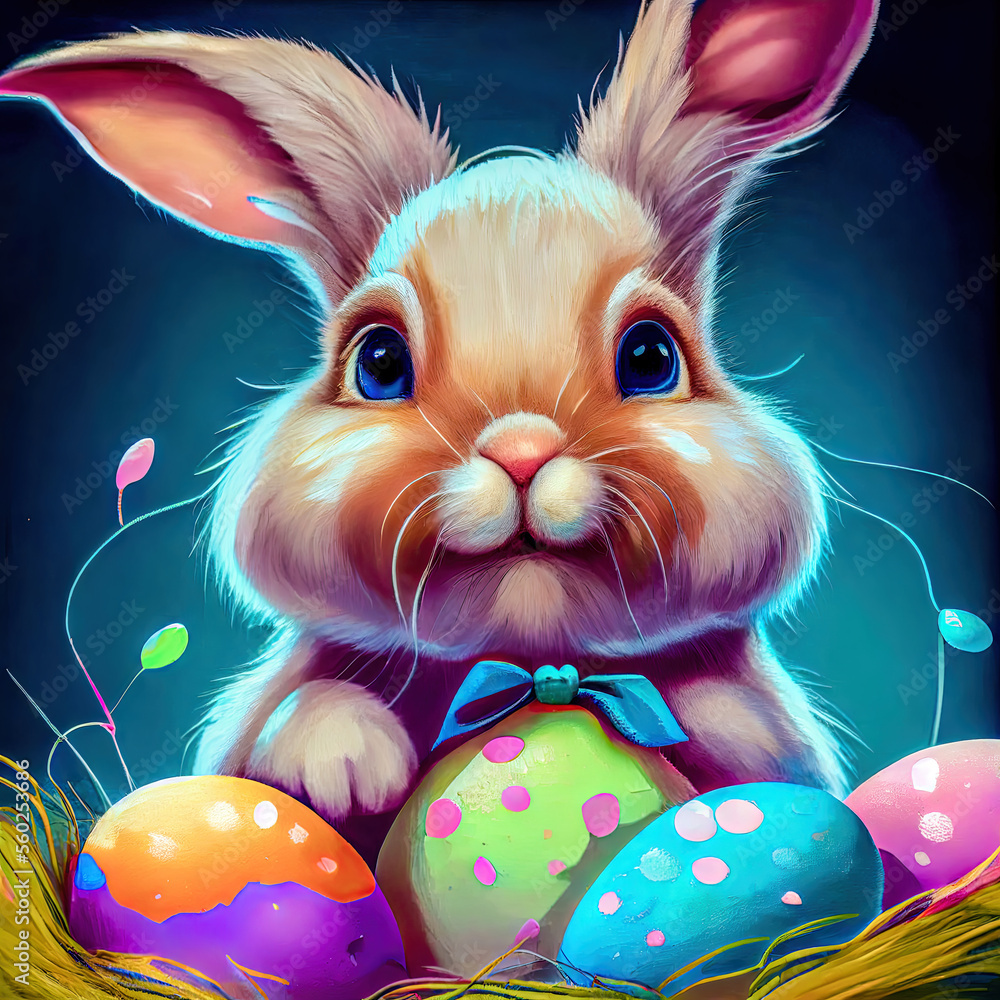 Osterhase Hase Ostern Osternest bunte Eier gefärbte Eier Symbol Kultur ...