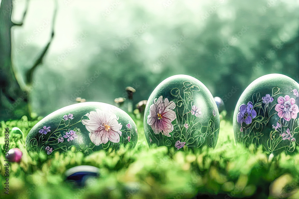  Osterhase Hase Ostern Osternest bunte Eier gefärbte Eier Symbol Kultur Motiv 