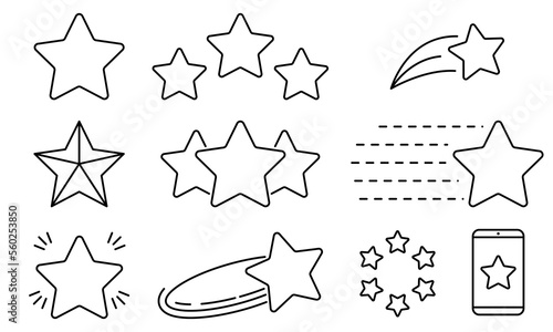 Set of star related line icons. Vector illustration isolated on white background