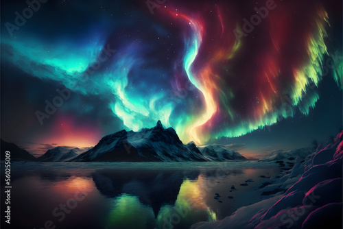 The Northern Lights: A Stunning Aurora Borealis in the Sky, Generative AI