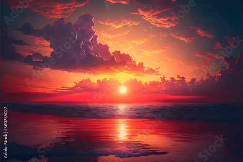 The Dawn of a New Day  A Glowing Sunrise over the Ocean  Generative AI