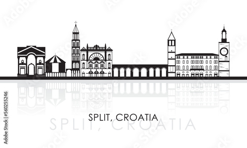 Silhouette Skyline panorama of City of Split  Croatia - vector illustration