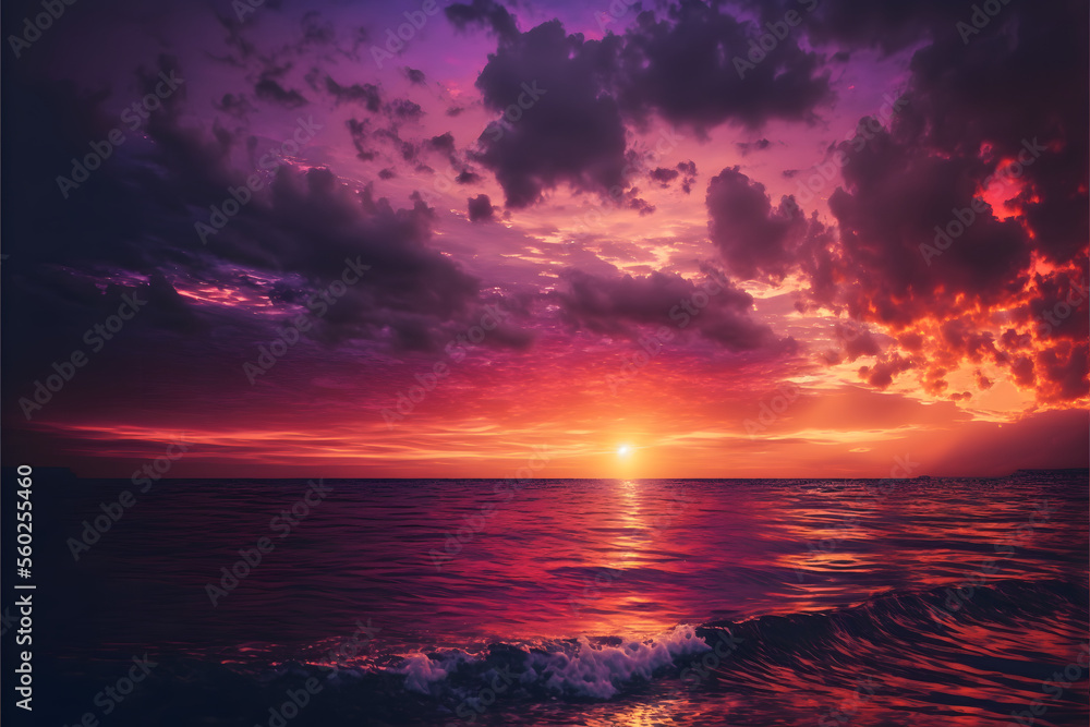 An Ocean of Colors: A Sunset over the Sea, Generative AI
