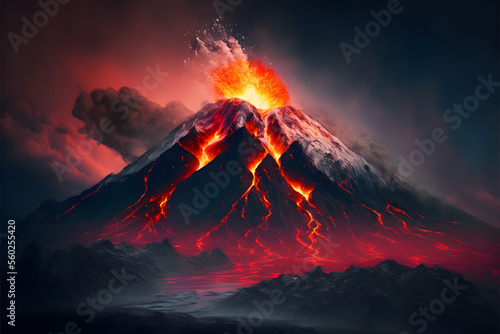 Nature's Fury: A Volcano in Eruption, Generative AI