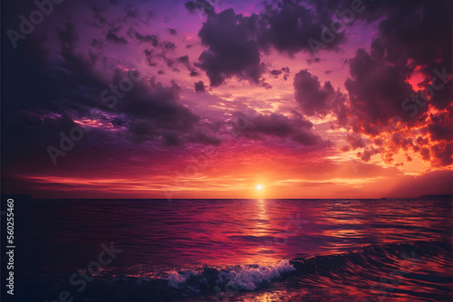An Ocean of Colors: A Sunset over the Sea, Generative AI © Forge Spirit