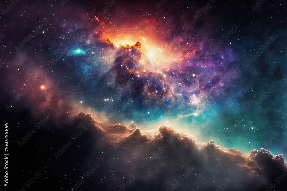 ai illustration of colorful space background with stars in galaxy