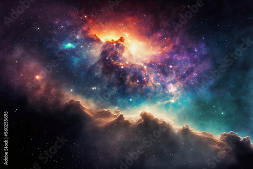 ai illustration of colorful space background with stars in galaxy