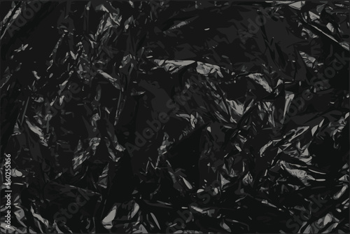 Crumpled Garbage Bag Texture Background, Wrinkled Trash Package Pattern, Used Plastic Bin Bags Mockup