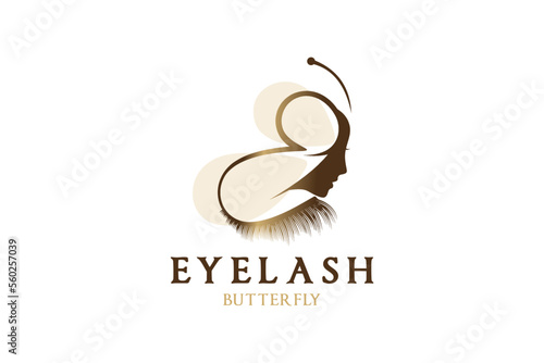 Beauty butterfly eyelash logo design, eyelash extension logo vector illustration