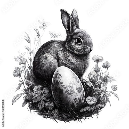Easter bunny with eggs, spirit animal - By Generative AI