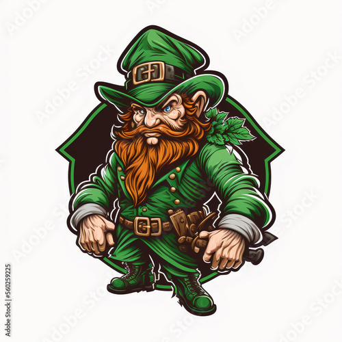 Leprechaun cartoon logo isolated
