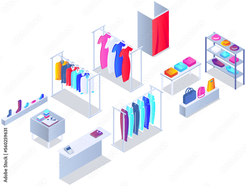 Customer choosing clothes in store. Shop assistant consultant helps buyer to choose product during shopping. Purchaser service in mall. People stand near hangers with clothes in store or boutique Customer choosing clothes in store. Shop assistant consultant helps buyer to choose product during shopping. Purchaser service in mall. People stand near hangers with clothes in store or boutique