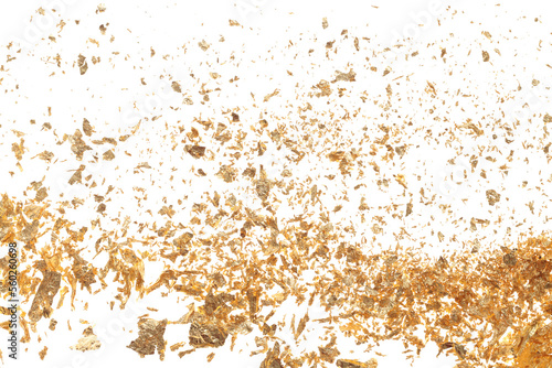 Gold (bronze) glitter shine piece of foil. Abstract light blink sparkle glow backgound.