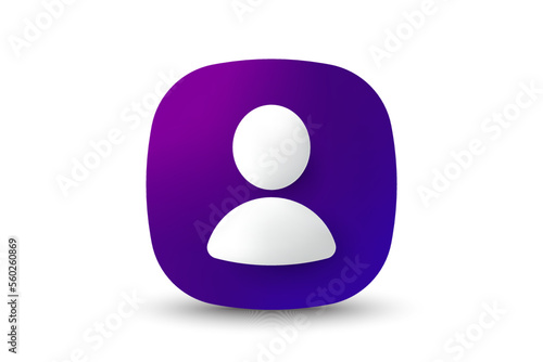 User profile 3d icon. Avatar or person button. Profile picture, portrait symbol. Neutral gender silhouette icon. 3d square button with avatar photo. Blank profile silhouette. Vector