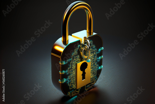 Digital Lock. Cybersecurity Concept