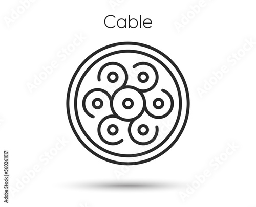 Fiber section icon. Optic cable sign. Internet network wire symbol. Illustration for web and mobile app. Line style optic fibre icon. Editable stroke internet cable section. Vector
