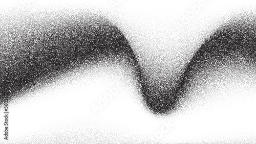 Dotwork wave pattern vector background. Black noise stipple dots. Sand grain effect. Wave dots grunge banner. Abstract noise dotwork pattern. Gradient stipple. Stochastic dotted vector background.