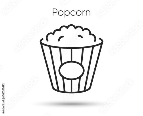 Popcorn line icon. Cinema snack food sign. Pop corn symbol. Illustration for web and mobile app. Line style sweet butter snack icon. Editable stroke popcorn food. Vector