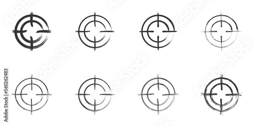 A hand drawn target icon set. Vector illustration.
