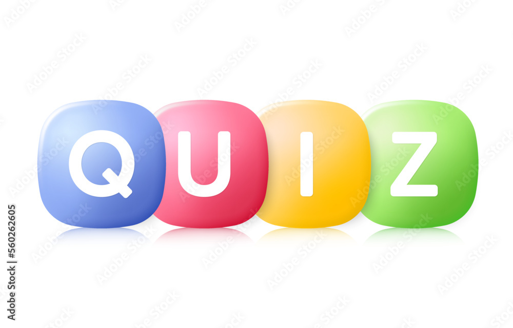 Quiz logo with color bubbles icon. Answer question competition, Examination test and Questionnaire game. Color 3d quiz text. Trivia game logo design. Vector Quiz logo with color bubbles icon. Answer question competition, Examination test and Questionnaire game. Color 3d quiz text. Trivia game logo design. Vector