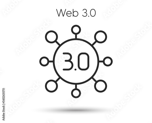 Web 3.0 line icon. Web3 internet technology sign. Decentralized system symbol. Illustration for web and mobile app. Line style internet technology icon. Editable stroke website 3.0. Vector