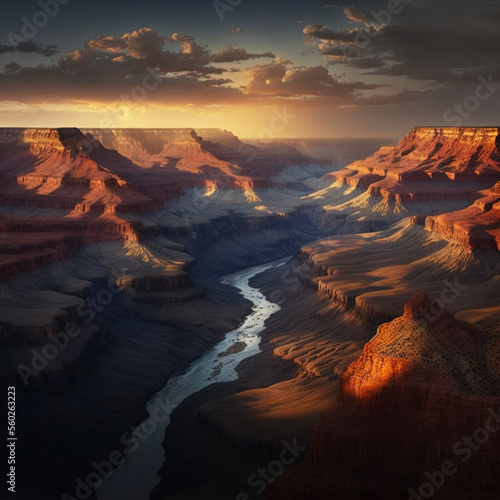 Grand Canyon of Colorado during sunset. Generative AI. 