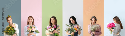 Set of attractive young wom...