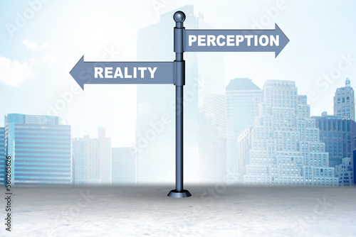 Photo Concept of choosing perception or reality