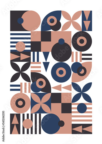 Vector illustration. Poster with abstract geometric pattern on white background