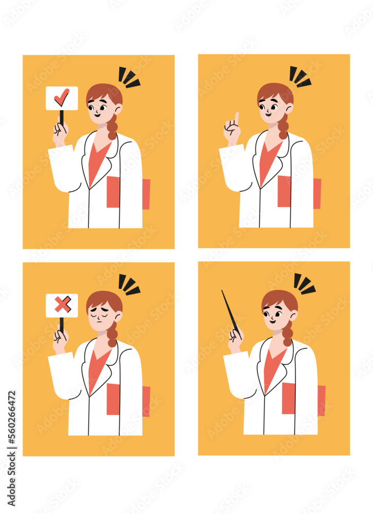 Vector Illustration Material: Young Female Nurse Set, Collection Vector Illustration Material: Young Female Nurse Set, Collection