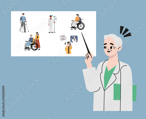 Medical doctor patients treatments and examination flat pictograms with healthcare symbols abstract isolated vector illustration