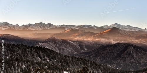The setting sun shines along the continental divide in Colorado