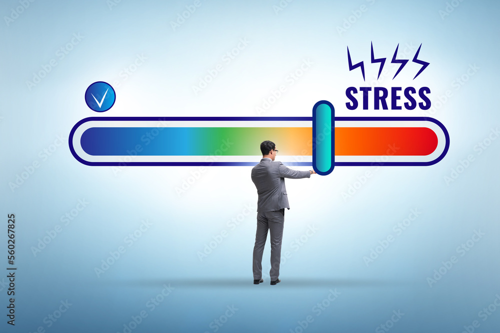 Concept of stress meter with businessman Concept of stress meter with businessman