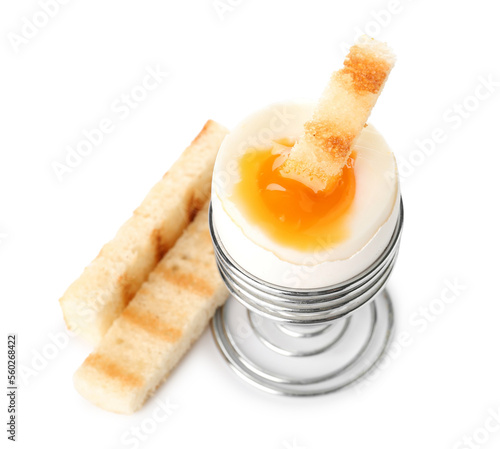 Soft boiled egg in metal eg...