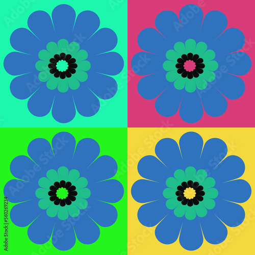 set of four flowers