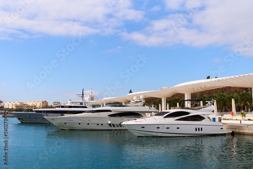 luxury boats of muelle uno harbor in the center of málaga © Miguel Moebius