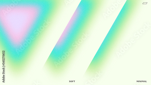 Prismatica Minimalist Fuzzy Triangle Gradient on Light Background with Grain Texture and Vibrant Pastel Green Teal Blue Pink Colors Radiating Central Glow with Easy to Customize Swatch Colors